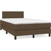 vidaXL Boxspring met matras stof donkerbruin 120x190 cm