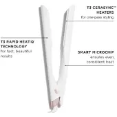 T3 LUCEA Stijltang - Professional straightening & styling iron 25mm - Rapid HeatIQ technologie - Rose Gold - white
