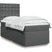 vidaXL Boxspring met matras stof donkergrijs 100x200 cm