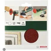 Bosch 5-delige schuurbladset voor boormachine 125 mm ongeperforeerd - korrel 80