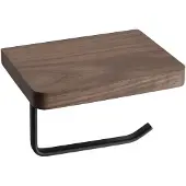 Sapho Toiletrolhouder met plank, zwart mat/walnoot