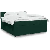 vidaXL Boxspring met matras fluweel donkergroen 180x200 cm