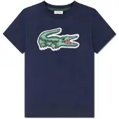 Lacoste T-shirt donkerblauw Jongens Katoen Ronde hals Logo - maat 128