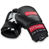 Fitshape Boxing Gloves black/white leather-mt 10
