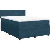 vidaXL Boxspring met matras fluweel blauw 140x200 cm