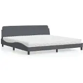 vidaXL Bed met matras "Dover" fluweel donkergrijs 200x200 cm