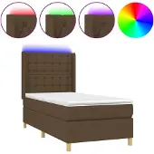 vidaXL Boxspring met matras en LED stof donkerbruin 80x200 cm