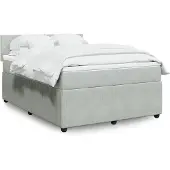 vidaXL Boxspring met matras fluweel lichtgrijs 160x200 cm