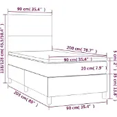 vidaXL Boxspring met matras fluweel lichtgrijs 90x200 cm