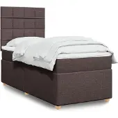vidaXL Boxspring met matras stof donkerbruin 100x200 cm