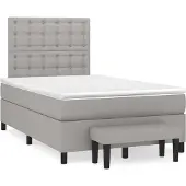 DKD Home Decor Boxspring met matras stof lichtgrijs 120x190 cm