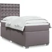 vidaXL Boxspring met matras kunstleer grijs 100x200 cm