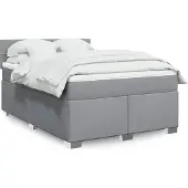 vidaXL Boxspring met matras stof lichtgrijs 140x190 cm