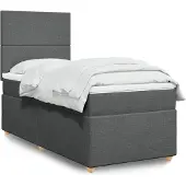 vidaXL Boxspring met matras stof donkergrijs 100x200 cm
