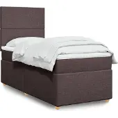 vidaXL Boxspring met matras stof donkerbruin 100x200 cm