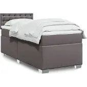 vidaXL Boxspring met matras kunstleer grijs 80x200 cm
