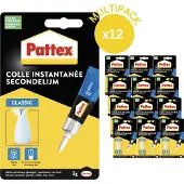 Pattex Classic Secondelijm 12 x 3 g – Vloeibare Cyanoacrylaatlijm – Transparant – Extra Sterk - Sneldrogende Vloeibare Lijm – Voor Kunststof, Metaal en Keramiek
