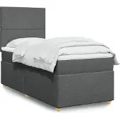 vidaXL Boxspring met matras stof donkergrijs 90x200 cm