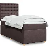 vidaXL Boxspring met matras stof donkerbruin 90x200 cm