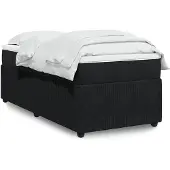 vidaXL Boxspring met matras fluweel zwart 100x200 cm
