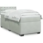 vidaXL Boxspring met matras fluweel lichtgrijs 90x190 cm