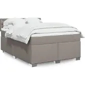 vidaXL Boxspring met matras stof taupe 140x190 cm
