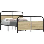 vidaXL Bedframe zonder matras metaal sonoma eikenkleurig 137x190 cm