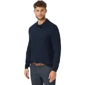 Brax polo lange mouw donkerblauw effen