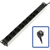 Lanview TUPS032, Basismodel, Aluminium, Zwart, 8 stopcontacten