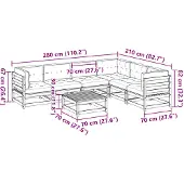 vidaXL 7-delige Loungeset met kussens massief grenenhout wasbruin