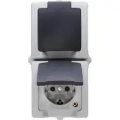 Kopp 136956008 Nautic Wandcontactdoos met randaarde en klapdeksel spatwaterdicht Grijs 1 stuk(s)
