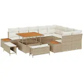 vidaXL Tuinbank Set 12 st 11-Aantal zitplaatsen Beige en Crème
