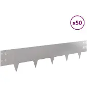 vidaXL Gazonrand 50 st 100 x 20 cm Staal Zilverkleurig