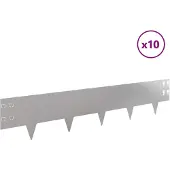 vidaXL Gazonrand 10 st 100 x 20 cm Staal Zilverkleurig