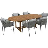 Axi Marzi/Faye 180-240 cm Dining Tuinset 7-delig Teak/Antraciet - Uitschuifbaar