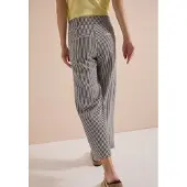 Cecil Dames 7/8 Wide Leg broek in seersucker stof - Bruin - M