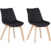 CLP 2-delige eethoekstoelen, model Passaic, fluweel, gestoffeerd, zwart