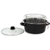Menastyl Deep fryer - - 3645580 - Enamelled steel - Black - 26 cm - With lid and basket - Suitable for all hobs including induction