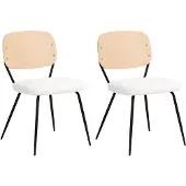 Beliani EILEEN - Eetkamerstoel set van 2 - Off-white - Bouclé