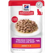 Hill's Pet Nutrition Adult nat kattenvoer met rund maaltijdzakje multipack 1 doos (12 x 85 g)