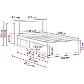 vidaXL Bedombouw met opslag Gerookt eiken 100 x 200 cm Bewerkt hout