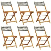 vidaXL Tuinstoelen 6 st inklapbaar poly rattan en massief hout grijs