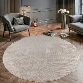 Muratap Vivant japandi rond vloerkleed laagpolig effen - 160 cm rond