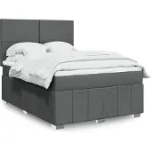 vidaXL - Boxspring - met - matras - stof - donkergrijs - 140x190 - cm