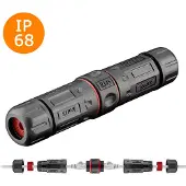 Transmedia Aansluiting/kabel CAT6 RJ45, 2x vrouwelijke RJ45/CAT.6a (8P8C), kunststof zwart PA66, behuizing van metaal, tot 10 GB/s, IP68