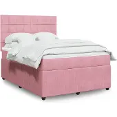 vidaXL Boxspringbed met matras, roze, 140x200 cm, fluweel