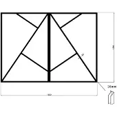 Vente-unique Asymmetrisch atelierraam van gepoedercoat aluminium - B180 x H130 - FAZENDA