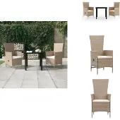 vidaXL 3-delige Tuinset met kussens beige