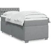 vidaXL Boxspring met matras stof lichtgrijs 90x190 cm