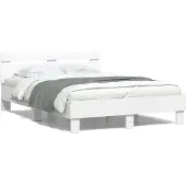 vidaXL Bedframe met hoofdbord bewerkt hout wit 120x200 cm